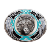 Men Western Belt Buckle Silver Metal Bear Hunter